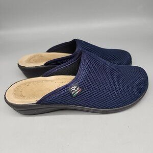 Fly Flot Women’s Sz 8 (39) Navy Blue Comfort Slip On Wedge Mule Clogs Loafer